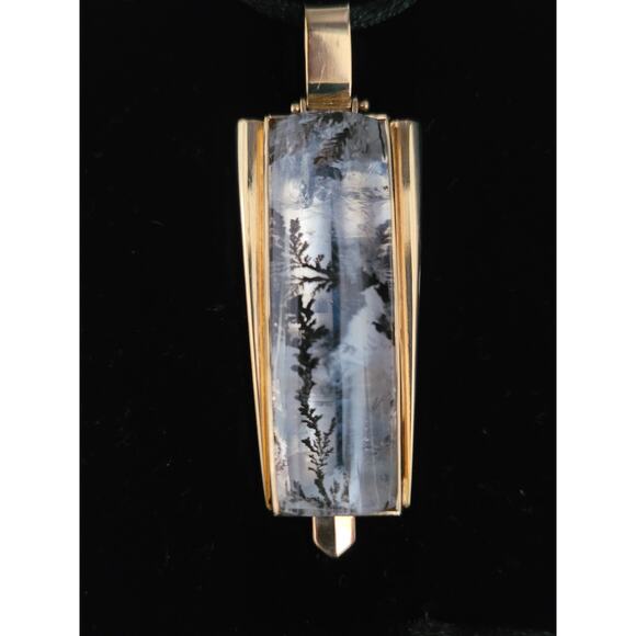 Dendritic Crystal Pendant in 14k Gold Mounting Deco Inspired - Picture 6 of 6